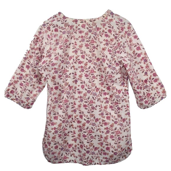 Anokhi Red Pink & White Floral Tunic Top Cotton Curved Hem Anthropologie Size S - Picture 2 of 6